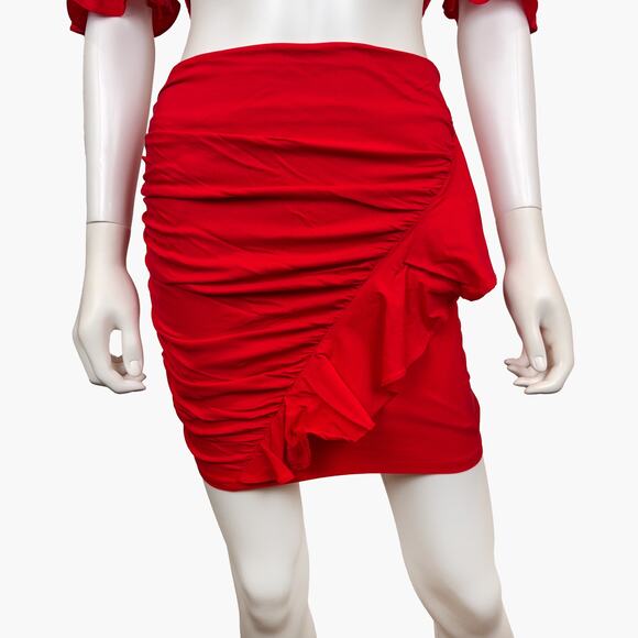 NWT VICI "Jet Set" Smocked Crop Top & Ruffle Mini Skirt (Cherry | Size S) - Picture 6 of 11